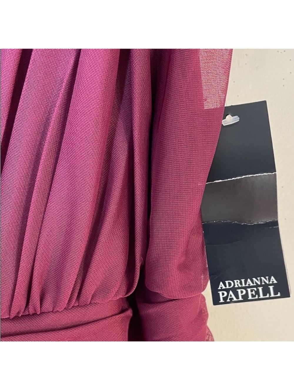 Adrianna Papell Burgundy Beaded Ruched Shirred Cocktail Dress. 20W. NWT. - Picture 3 of 12